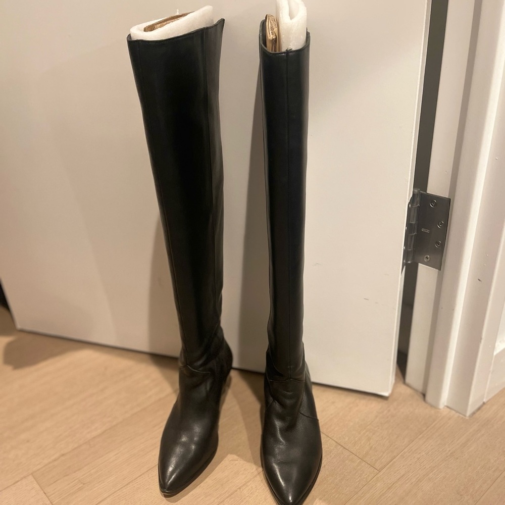 Vince Camuto over knee wide calf friendly leather boot.